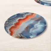 Blaues Agate-Muster Runder Pappuntersetzer (Angewinkelt)