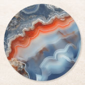 Blaues Agate-Muster Runder Pappuntersetzer (Vorderseite)