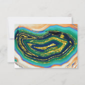 Blaues Age Goldfolie geode Hochzeit RSVP Karte (Rückseite)