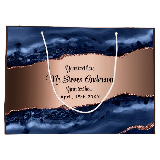 Blaues Agerkupfer Große Geschenktüte (Rückseite)