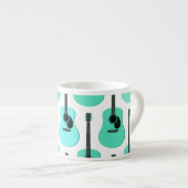 Blaues Akustikgitarre-Muster Espressotasse (Vorderseite Rechts)