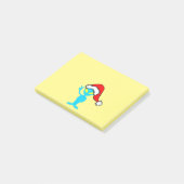 Blaues alien mit Weihnachtsmannmütze Post-it Klebezettel (angewinkelt)