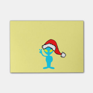 Blaues alien mit Weihnachtsmannmütze Post-it Klebezettel