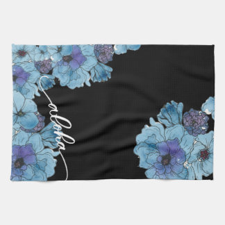 Blaues Aloha-Blumen-Küchenhandtuch Geschirrtuch