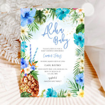 Blaues Aloha Tropical Luau Baby Shower
