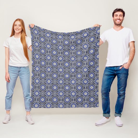 Blaues, altes islamisches Mandala-Muster Fleecedecke (Beispiel)