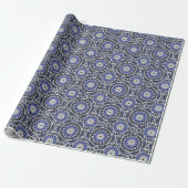 Blaues, altes islamisches Mandala-Muster Geschenkpapier (Ungerollt)