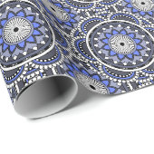 Blaues, altes islamisches Mandala-Muster Geschenkpapier (Rolleneckpunkt)