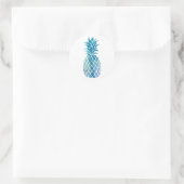 Blaues Ananas-Design Runder Aufkleber (Tasche)