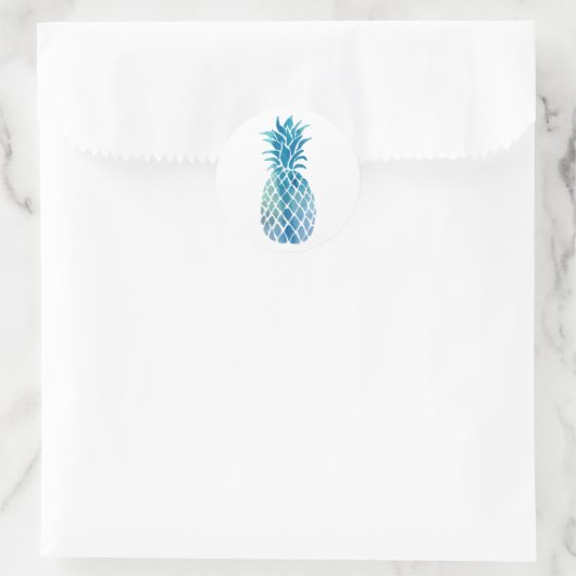 Blaues Ananas-Design Runder Aufkleber (Tasche)