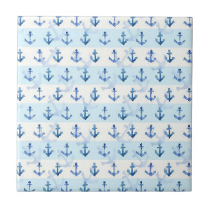 Blaues Anker-Pastellmuster Fliese