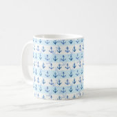 Blaues Anker-Pastellmuster Kaffeetasse (Vorderseite Links)
