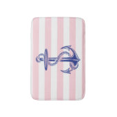 Blaues Anker-Rosa-Weiß Stripes Bad-Wolldecke Badematte (Vorderseite Vertikal)