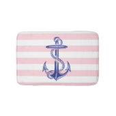 Blaues Anker-Rosa-Weiß Stripes Bad-Wolldecke Badematte (Vorderseite)