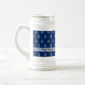 Blaues Ankermuster Bierglas (Links)