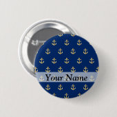 Blaues Ankermuster Button (Vorne & Hinten)