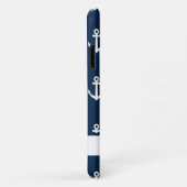 Blaues Ankermuster der Nautik personalisiert Case-Mate iPhone Hülle (Hinten/Rechts)