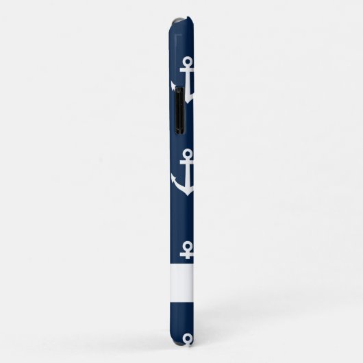 Blaues Ankermuster der Nautik personalisiert Case-Mate iPhone Hülle (Hinten/Rechts)