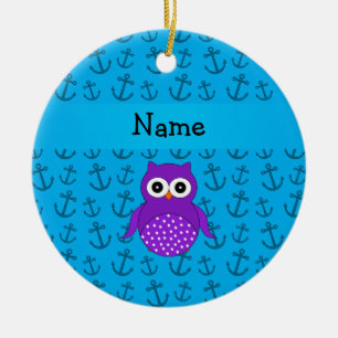 Blaues Ankermuster der personalisierten Namenseule Keramik Ornament