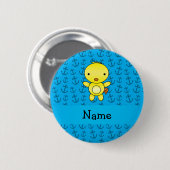 Blaues Ankermuster des personalisierten Button (Vorne & Hinten)