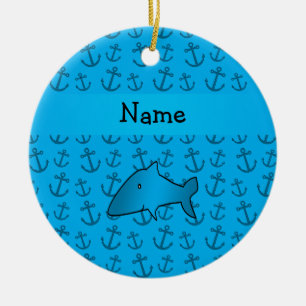 Blaues Ankermuster des personalisierten Keramikornament