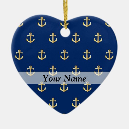 Blaues Ankermuster Keramik Ornament (Vorne)