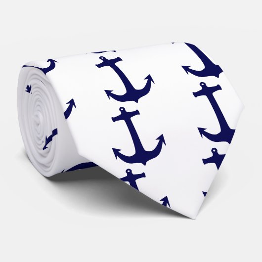 Blaues Ankermuster Krawatte (Gerollt)