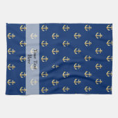 Blaues Ankermuster Küchentuch (Horizontal)