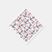 Blaues Ankermuster mit rosa Streifen Serviette (Ecke)