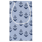 Blaues Ankernautikmuster Kleine Geschenktüte (Rückseite)
