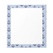 Blaues Ankernautikmuster Notizblock (Vorderseite)
