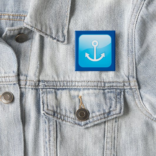 Blaues Ankersymbol - Modern Maritime Button