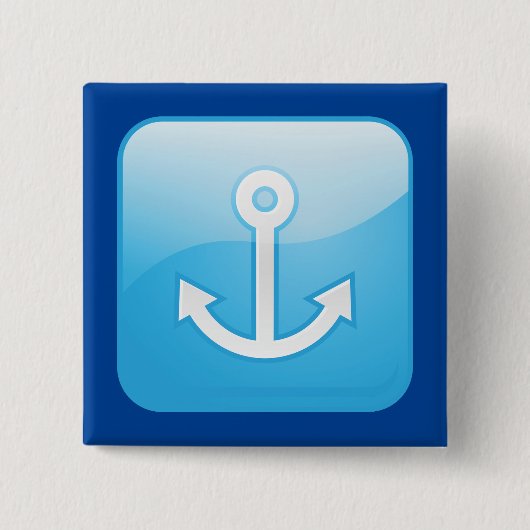 Blaues Ankersymbol - Modern Maritime Button (Vorderseite)