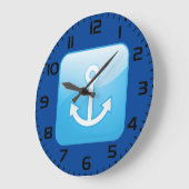 Blaues Ankersymbol - Modern Maritime Große Wanduhr (Winkel)