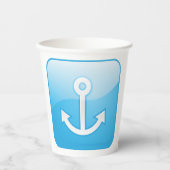 Blaues Ankersymbol - Modern Maritime Pappbecher (Vorderseite)