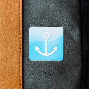 Blaues Ankersymbol - Modern Maritime Quadratischer Aufkleber