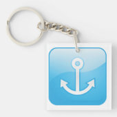 Blaues Ankersymbol - Modern Maritime Schlüsselanhänger (Vorderseite)