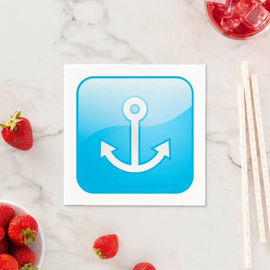 Blaues Ankersymbol - Modern Maritime Serviette