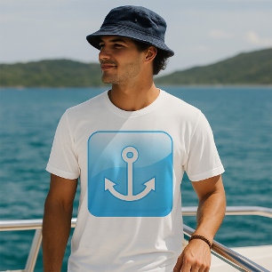 Blaues Ankersymbol - Modern Maritime T-Shirt