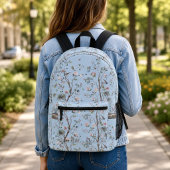 Blaues antikes Blumenmuster Bedruckter Rucksack