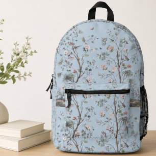 Blaues antikes Blumenmuster Bedruckter Rucksack