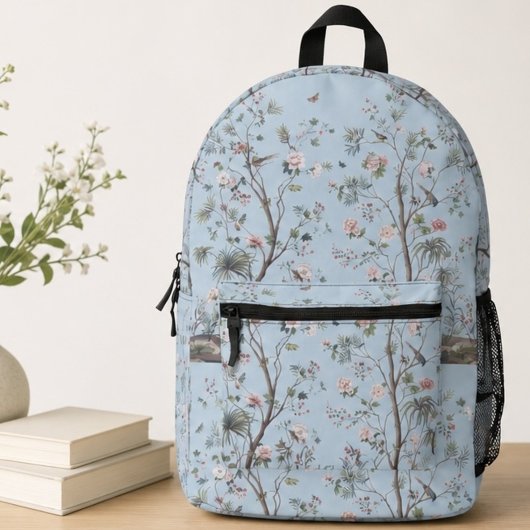 Blaues antikes Blumenmuster Bedruckter Rucksack