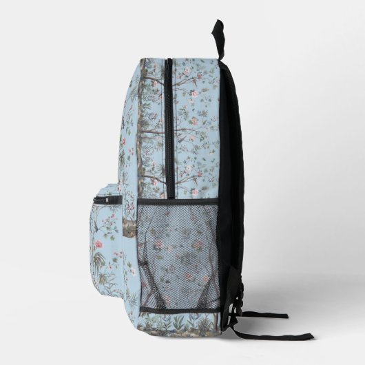 Blaues antikes Blumenmuster Bedruckter Rucksack (Rechts)