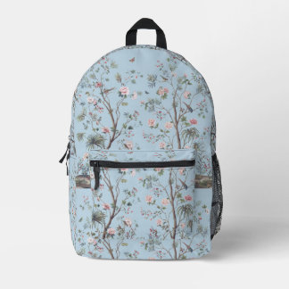 Blaues antikes Blumenmuster Bedruckter Rucksack