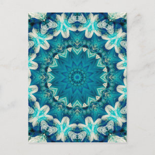 Blaues Aqua-Mandala-Rosette Retro-Hippie Postkarte