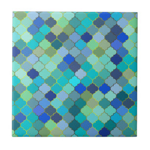 Blaues Aqua-Marokkanisches Mosaikmuster Fliese