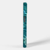 Blaues Aqua Pattern Ozeanwellen Monogramm Case-Mate iPhone Hülle (Rückseite / Rechts)