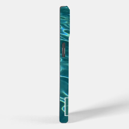 Blaues Aqua Pattern Ozeanwellen Monogramm Case-Mate iPhone Hülle (Rückseite / Rechts)