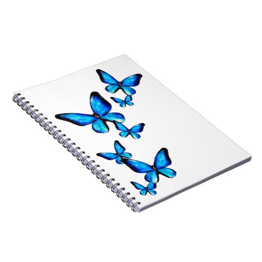 Blaues Aqua-Schmetterling Wasserfarbe Spiral-Noteb Notizblock (Rechte Seite)