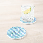 Blaues Aqua Weiße Wasserfarben Streifen tropische  Getränkeuntersetzer (Seite)